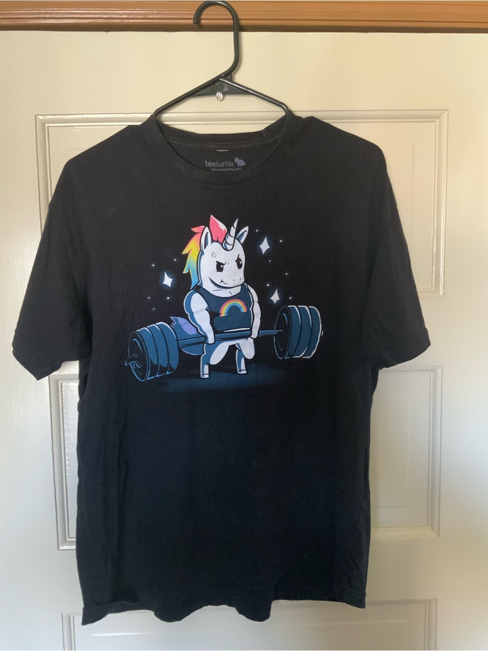 TeeTurtle Kids' Black Unicorn Weightlifting Graphic Tee